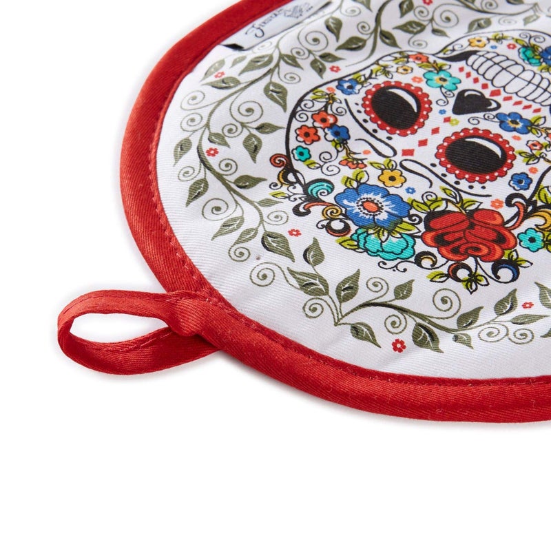 Fiesta Skull & Vine Oven Mitt & Pot Holder, Multi, 2 Piece - Image 4